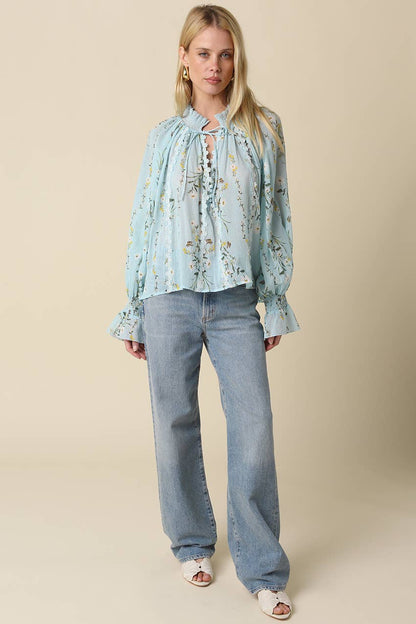 Lyla Floral Tie-Neck Blouse - 606River