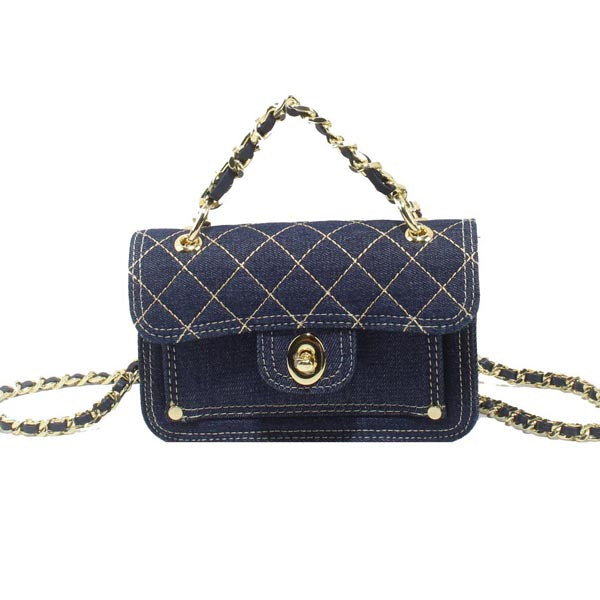 Small Denim Fabric Crossbody Bag - 606River