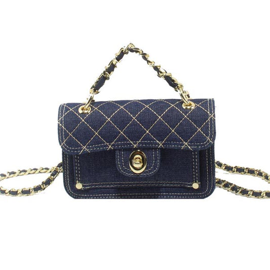 Small Denim Fabric Crossbody Bag - 606River