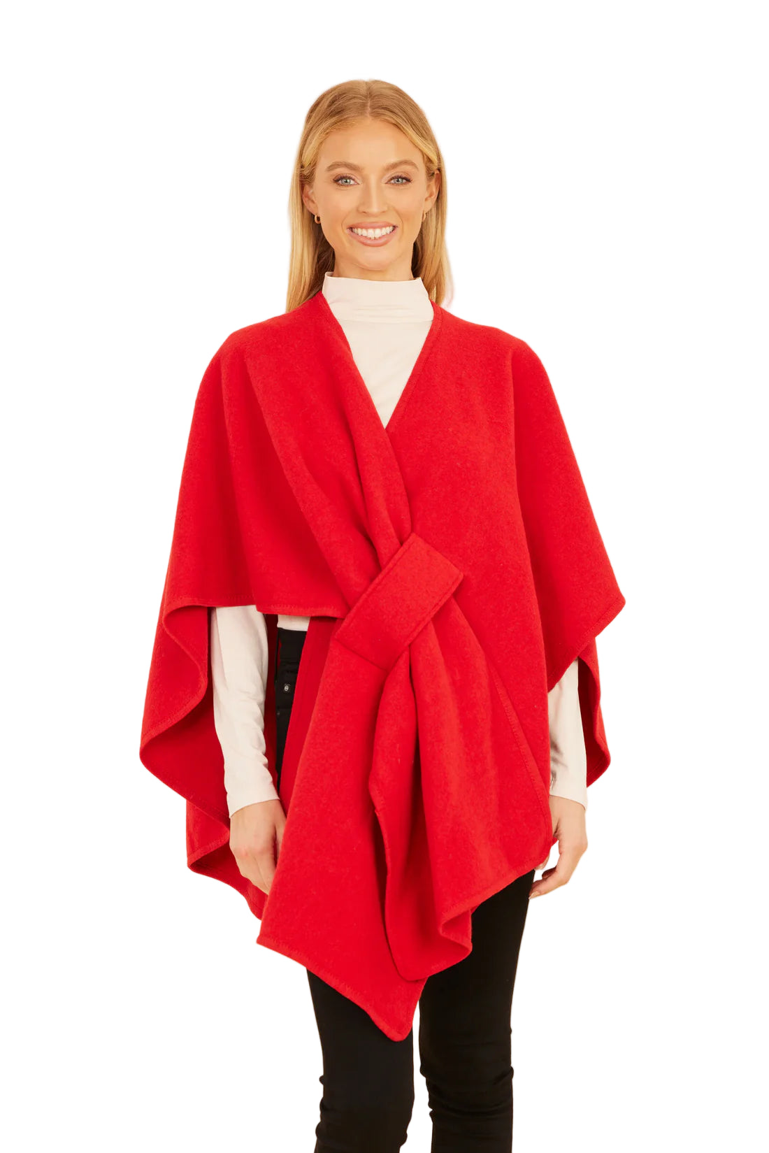 DolceCabo B32 Red knit wrap shawl