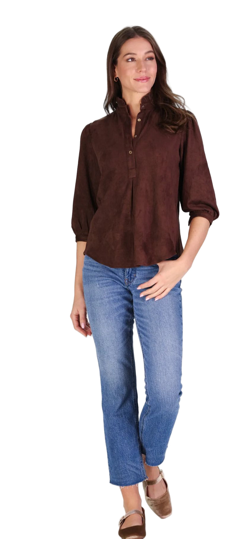 Brown Ultra Suede Mekenzie Top - 606River