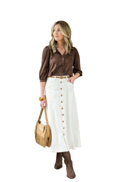 Brown Ultra Suede Mekenzie Top - 606River