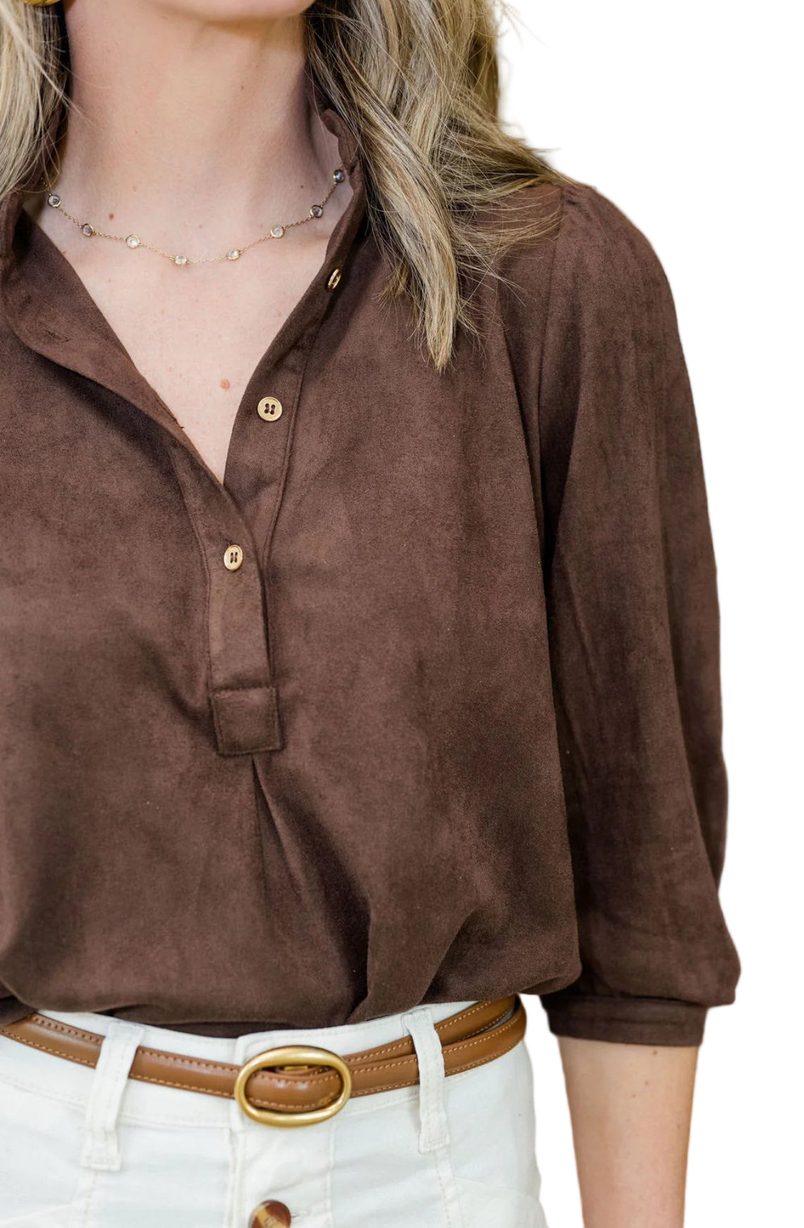 Brown Ultra Suede Mekenzie Top - 606River