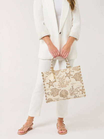 COASTAL JACQUARD TOTE,BEIGE - 606River