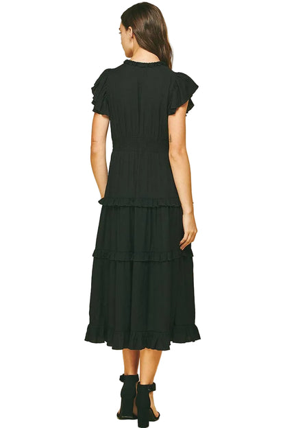 RUFFLED TEA LENGTH DRESS - 3597D