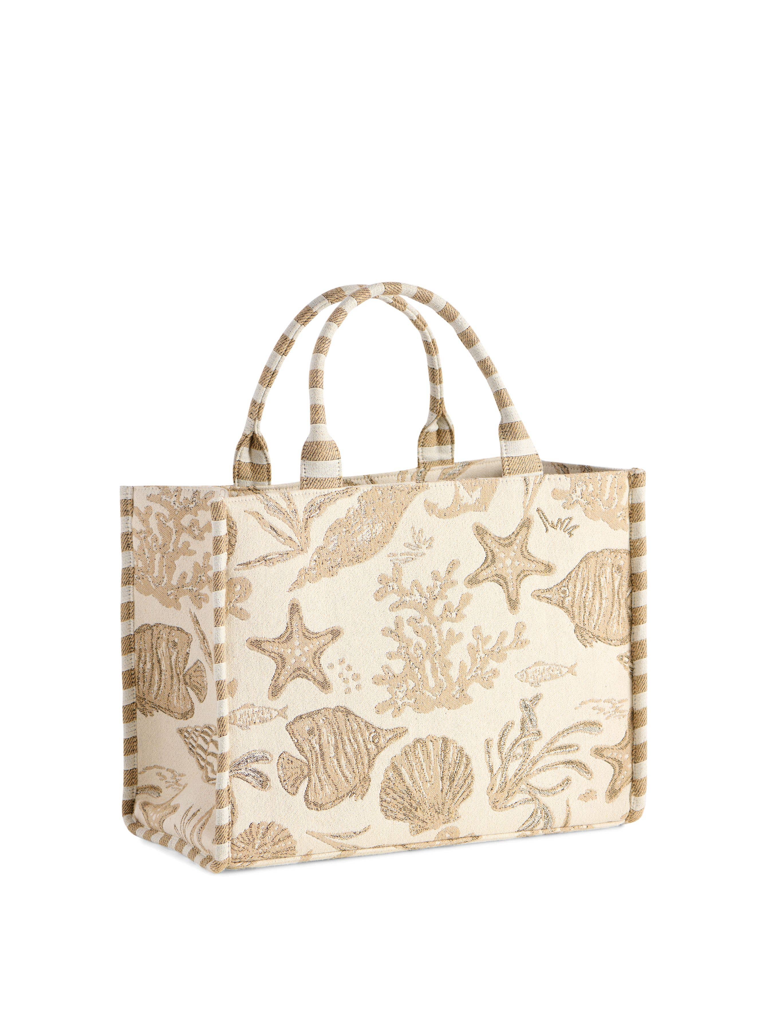 COASTAL JACQUARD TOTE,BEIGE - 606River