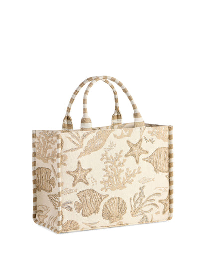 COASTAL JACQUARD TOTE,BEIGE - 606River