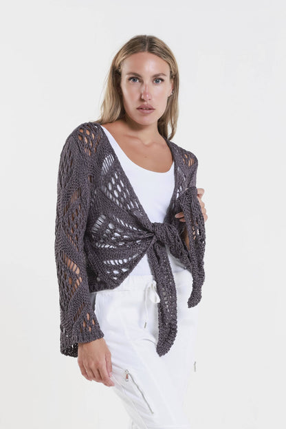 Kandra Open Knit Tie Front Bolero (CLS303) - 606River