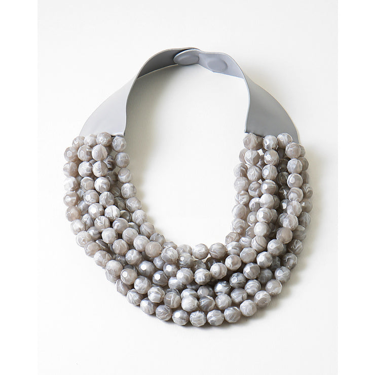 Grey Statment Multi Bead Necklace