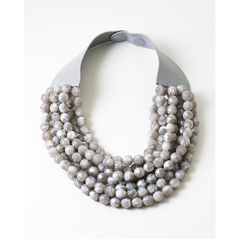Grey Statment Multi Bead Necklace