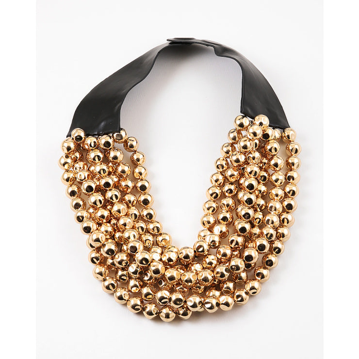 Gold Statment Multi Bead Necklace