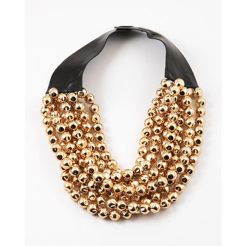 Gold Statment Multi Bead Necklace