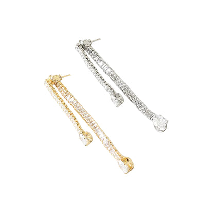 Gold Silver Cubic Zirconia Earring