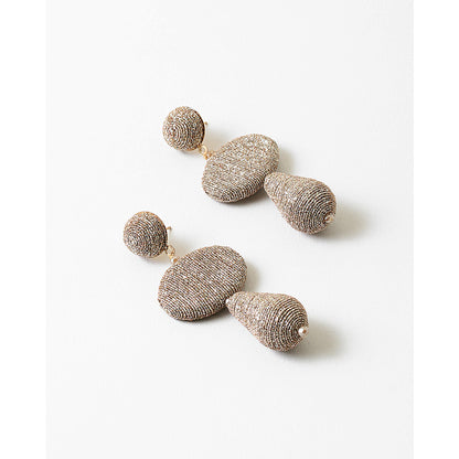 Silver Mettalic Drop Statement Earrings