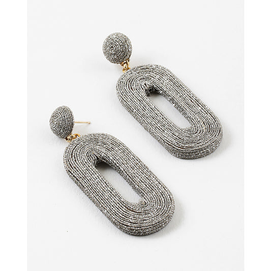 Silver Mettalic Drop Statement Earrings