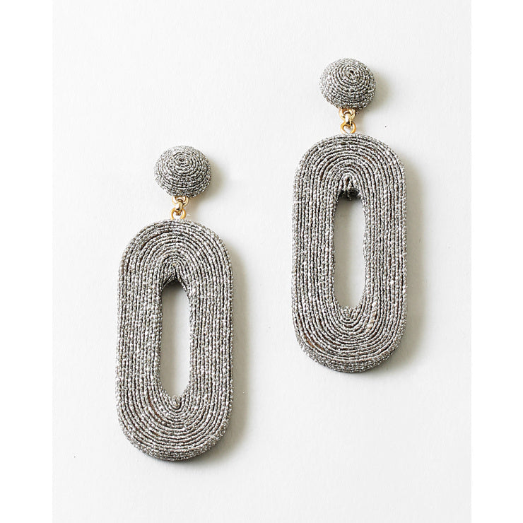 Silver Mettalic Drop Statement Earrings