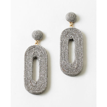 Silver Mettalic Drop Statement Earrings