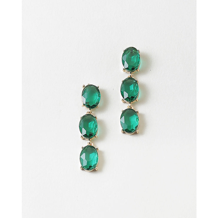 Emerald Green Crystal Drop Earrings