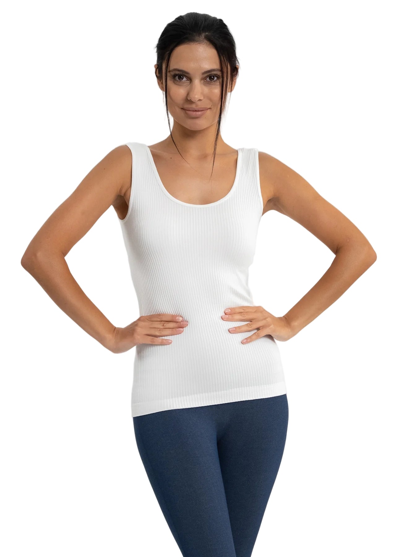 Elietian V-Neck Ribbed Tank Top One Size - 606River