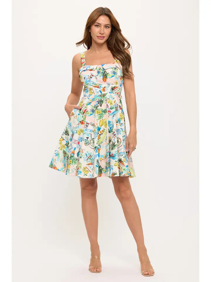 Capri Print Strappy Dress