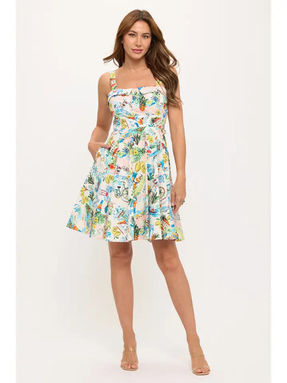 Capri Print Strappy Dress