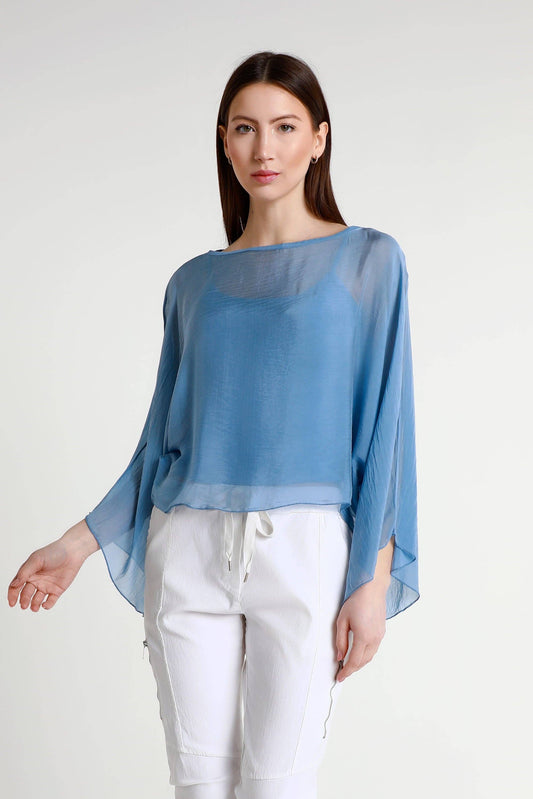 Sofita 3/4 Sleeve Cropped Silk Kaftan (BQ200) - 606River