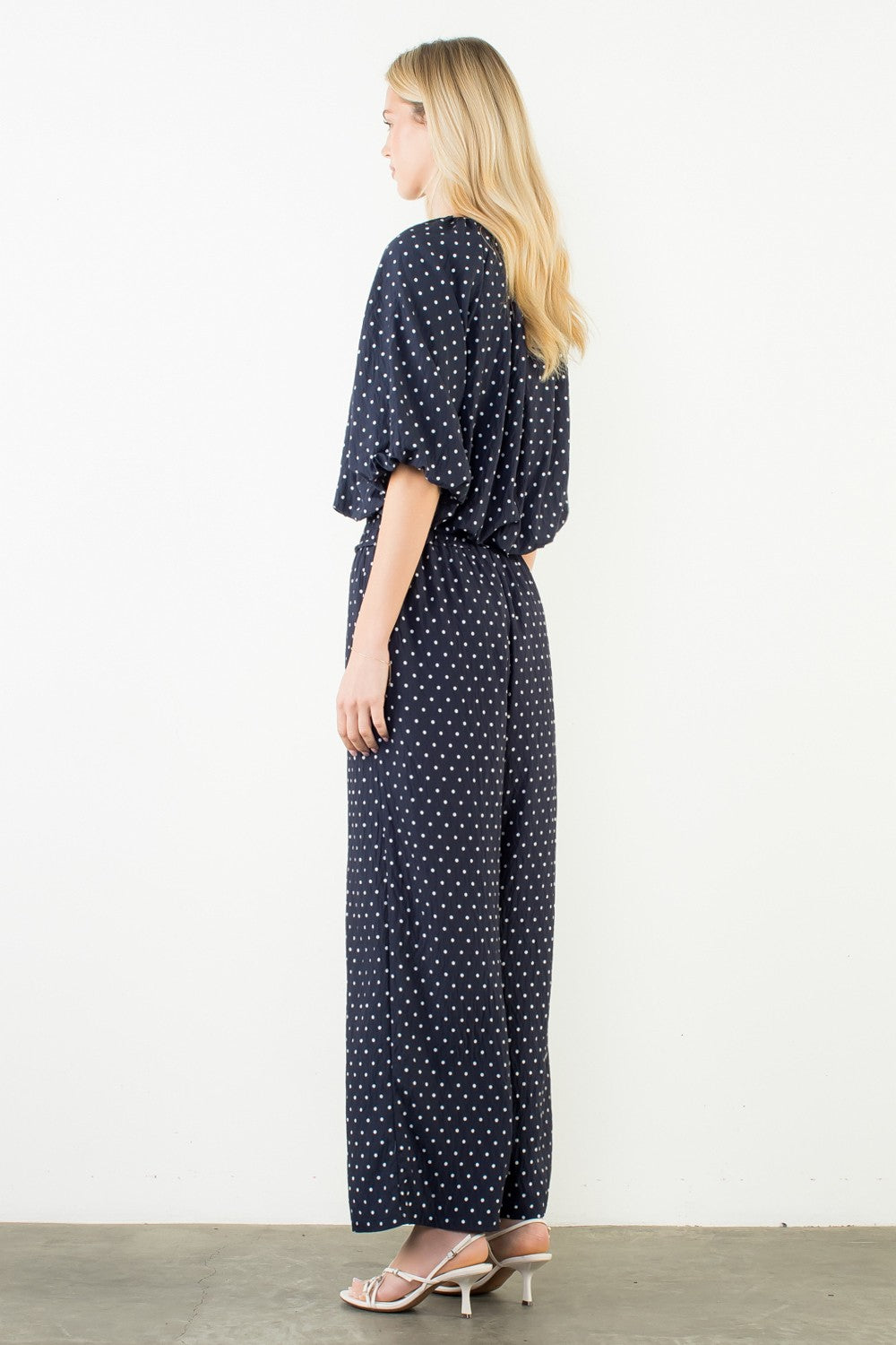 Navy White Polka Dot Top THML