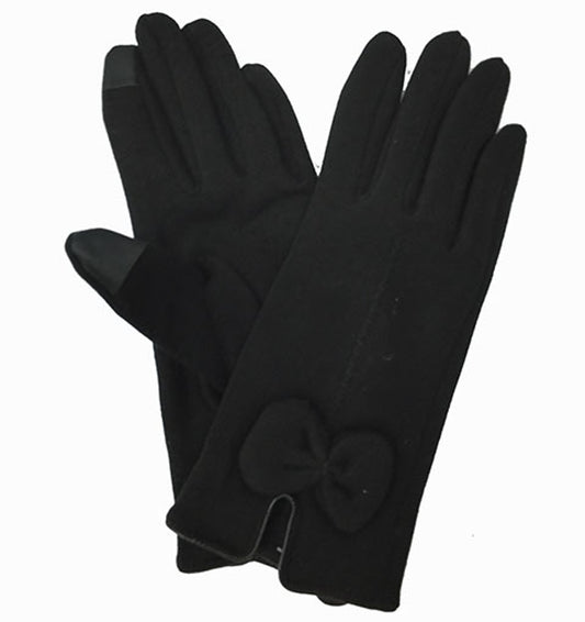 Black Bow Style Texting Gloves