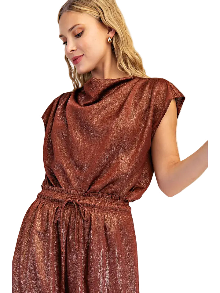 Glam Sleeveless Matellic Blouse - 606River