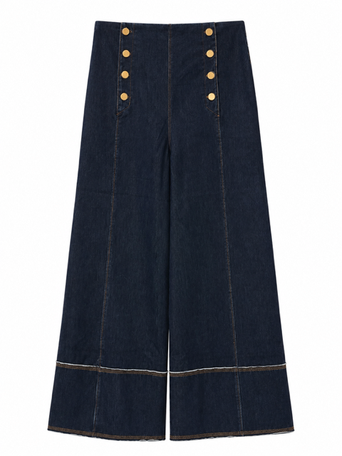 Sailor Gold Button Crop Jean - 606River