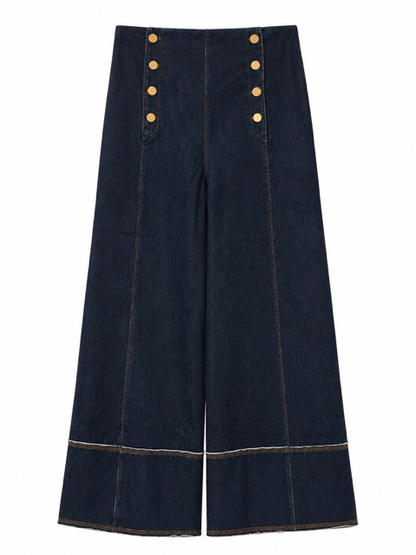Sailor Gold Button Crop Jean - 606River