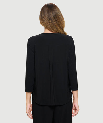 Black V-Neck Classic Knit Top