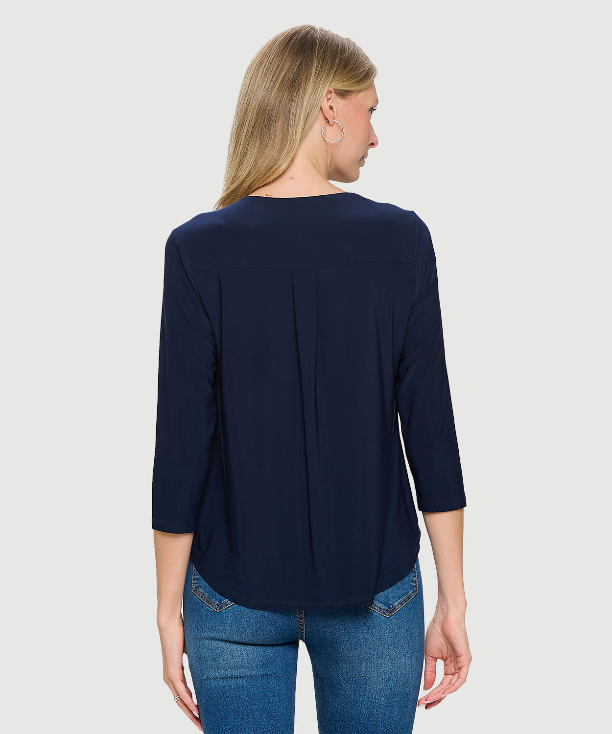 Navy V-Neck Classic Knit Top