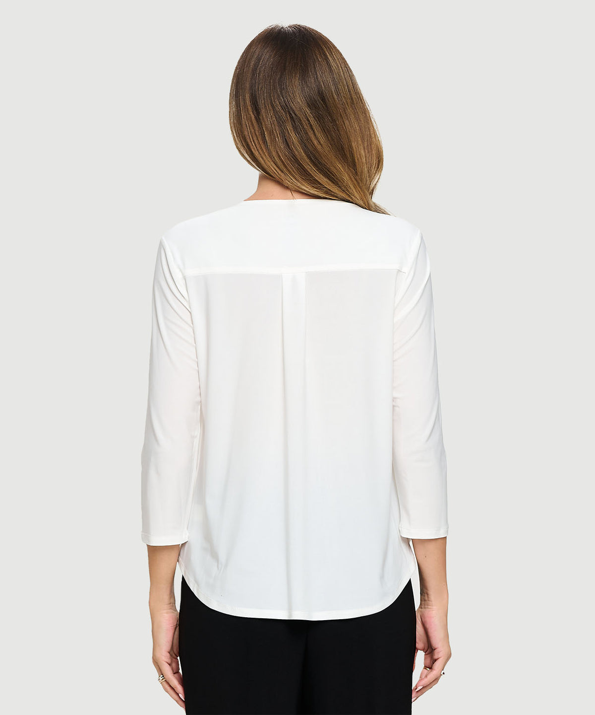 Off White V-Neck Classic Knit Top