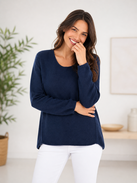 N8671 Cotton Front Seam Sweater - 606River