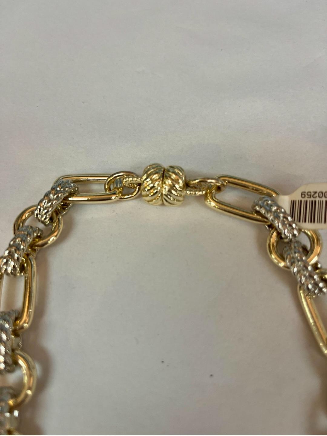 Gold Two-Tone Textured Chain Necklace