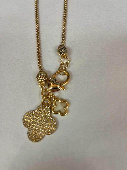 Gold-tone Clover Charm Necklace