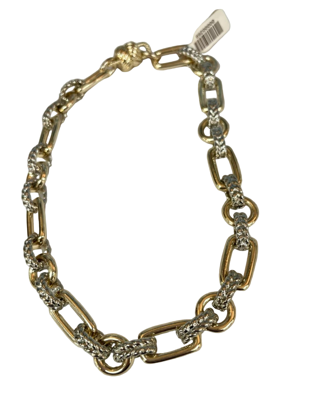 Gold Two-Tone Textured Chain Necklace
