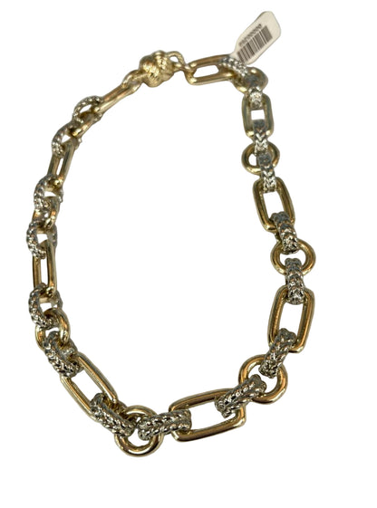 Gold Two-Tone Textured Chain Necklace