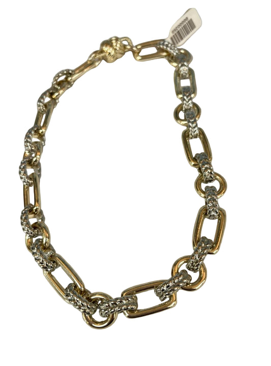 Gold Two-Tone Textured Chain Necklace