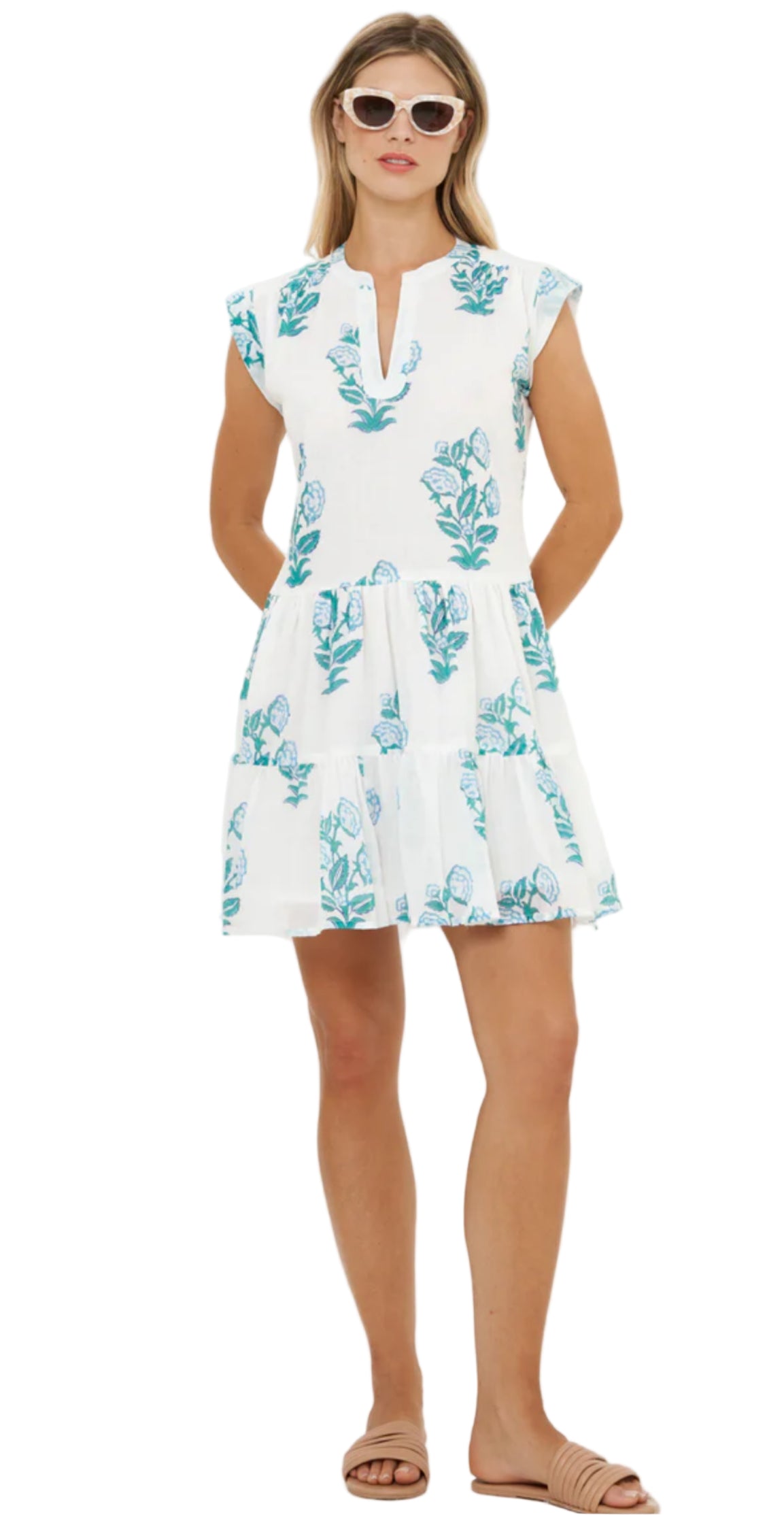 Oliphant Salvia Roll Sleeve easy breezy cotton dress - 606River