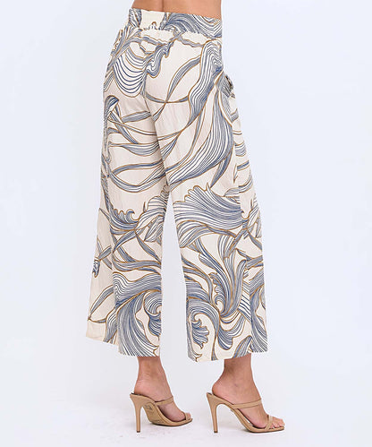 Beige Navy Pull On Pant - 606River
