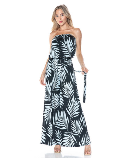 Black w/Blue Palm Print Jumpsuit - 606River