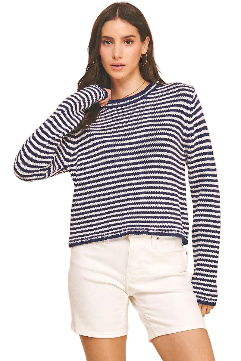 Navy White Stripe Sweater