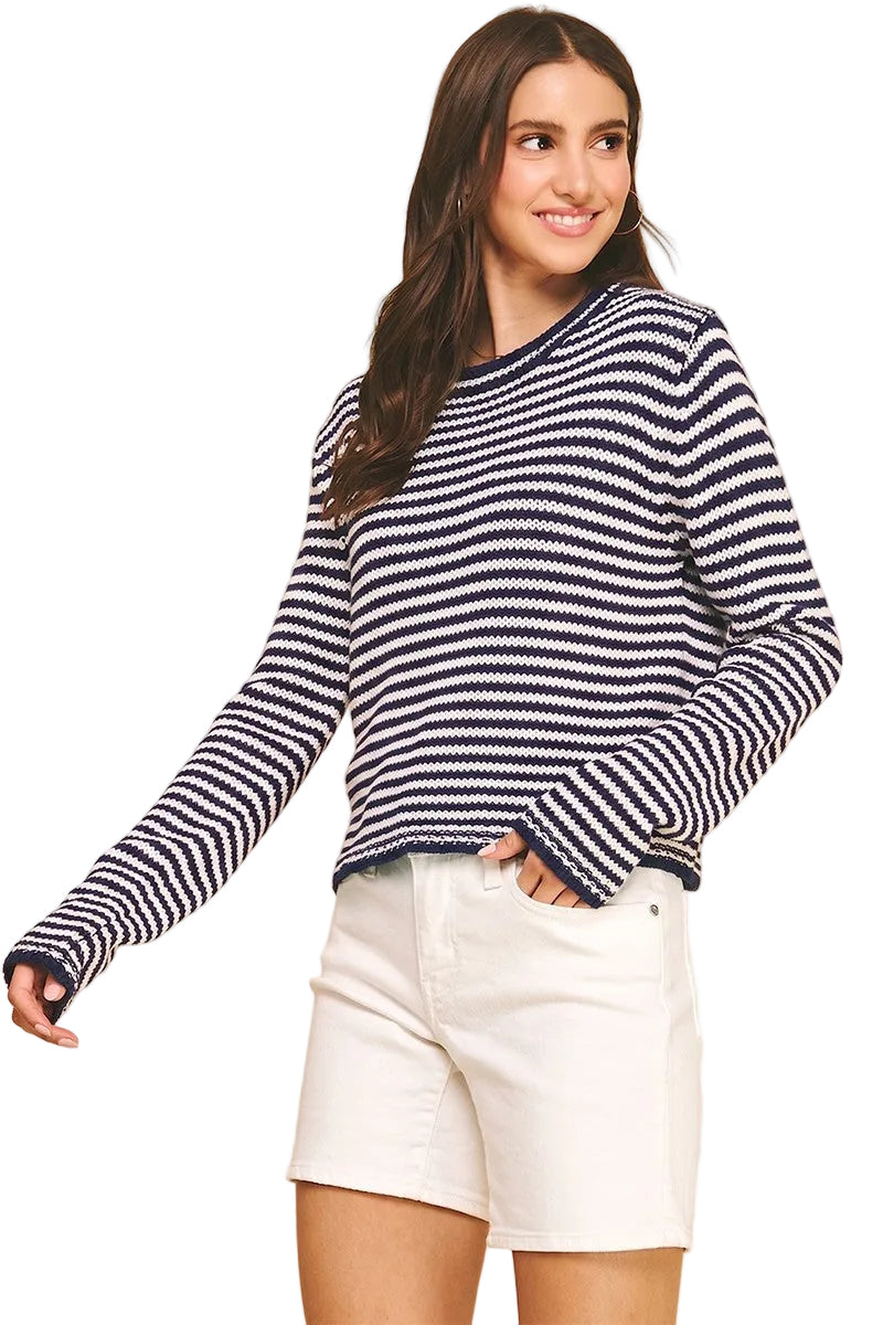 Navy White Stripe Sweater