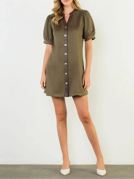 Ultra Suede Puff Sleeve Dress