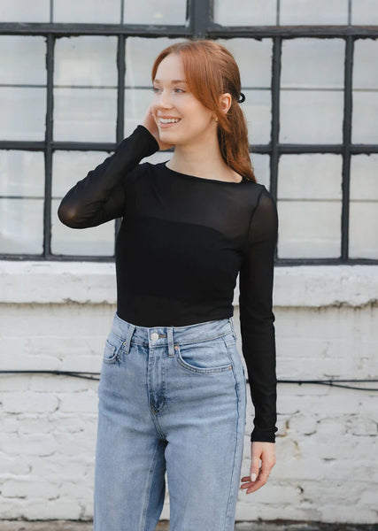 Elietian Black Sheer Top