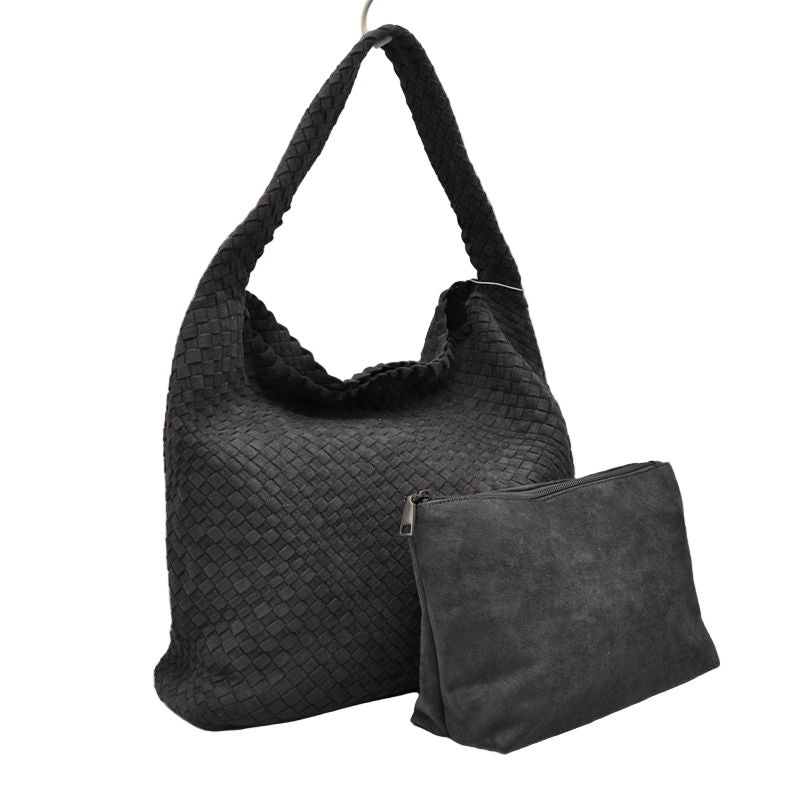 Large Woven Weave Ultra Suede Bag