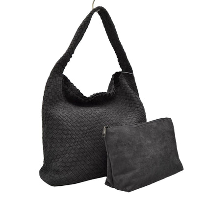 Large Woven Weave Ultra Suede Bag