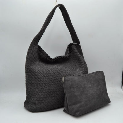 Large Woven Weave Ultra Suede Bag